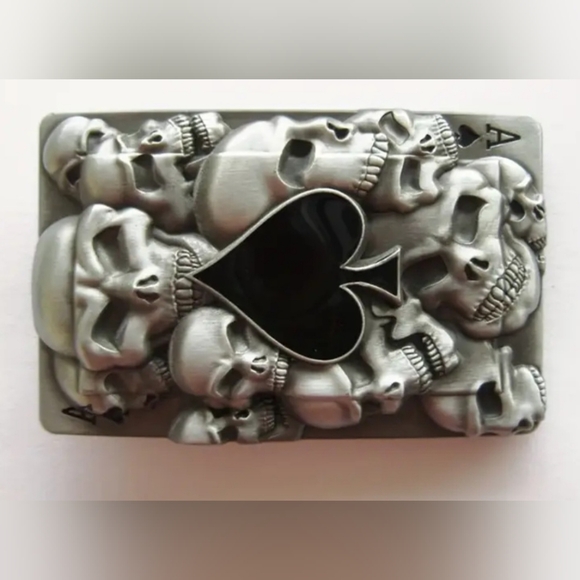 New ace of spades poker skull belt buckle - Picture 1 of 3